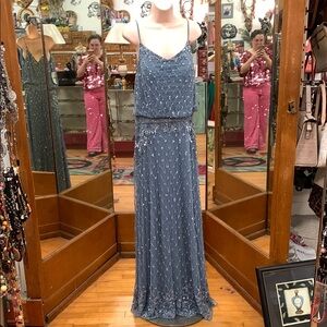 Elegant Beaded Maxi Dress in Blue✨